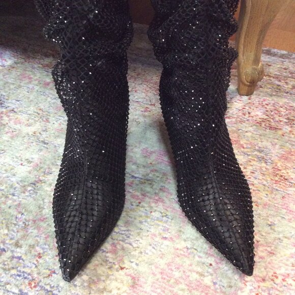 NWOT Madden Girl Sasha Glitter Fishnet Slouch Over-The-Knee Boots - Picture 5 of 10